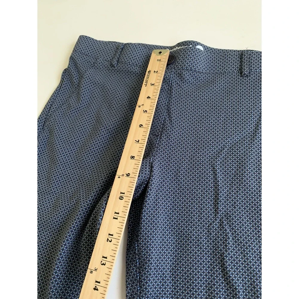 Betabrand Womens Pants Large Petite Blue‎ Pull On Straight Leg Stretch Geometric